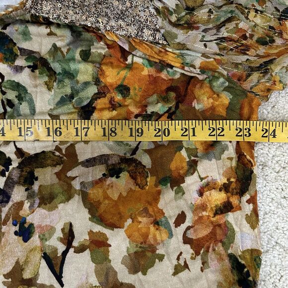Bl^nk London Anthropologie Sequin Embellished Small Yellow Gold Blouse Floral - Picture 6 of 9